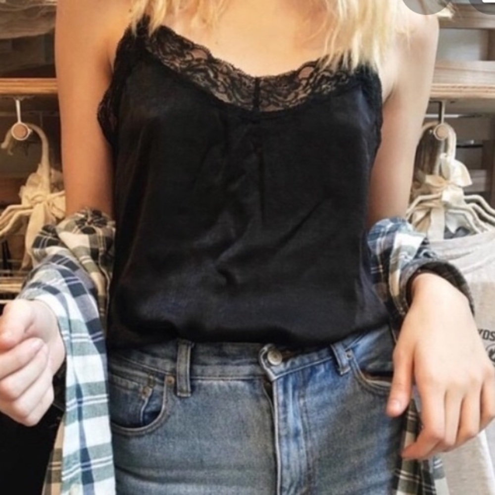black silk lace tank top brandy melville